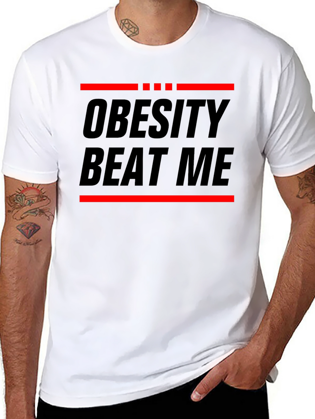 Obesity Beat Me Black Graphic Tee