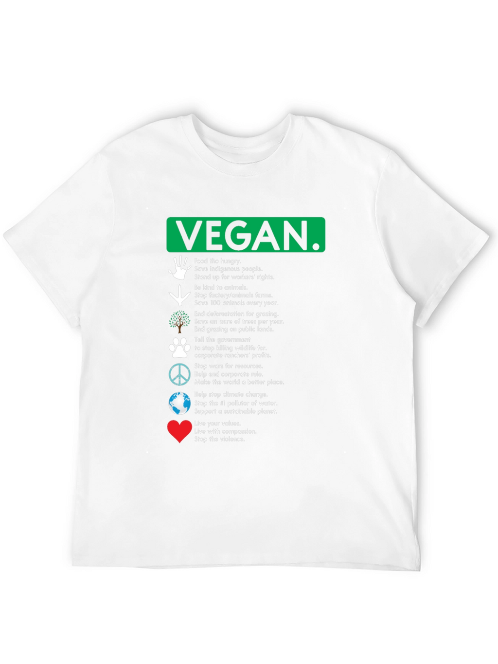 Vegan Values Graphic T-Shirt - Compassion Activism Tee
