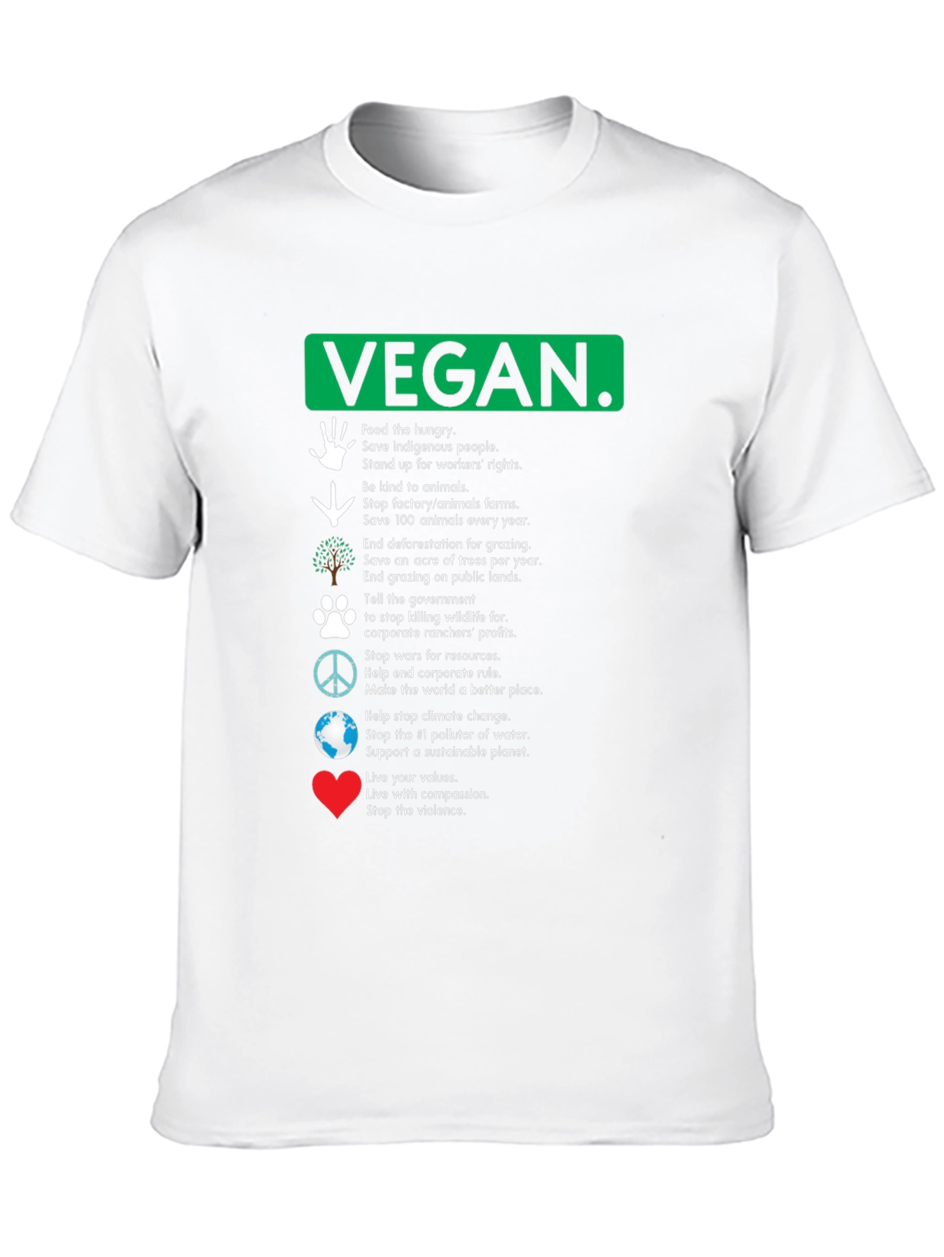 Vegan Values Graphic T-Shirt - Compassion Activism Tee