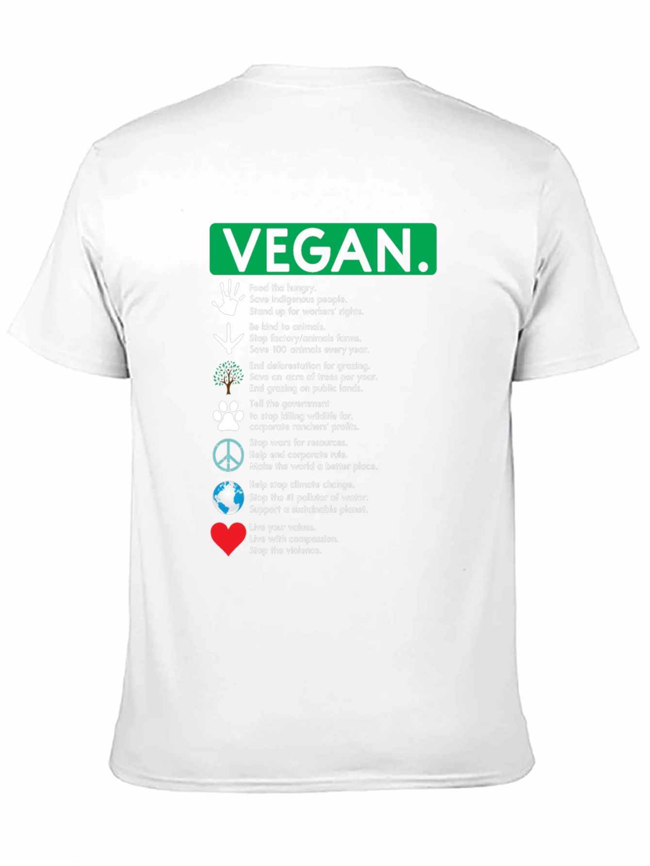 Vegan Values Graphic T-Shirt - Compassion Activism Tee