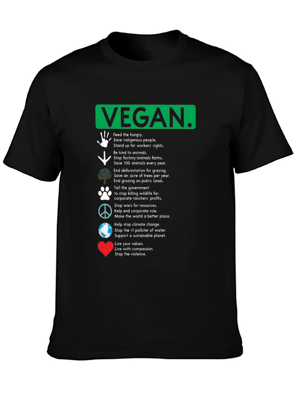 Vegan Values Graphic T-Shirt - Compassion Activism Tee