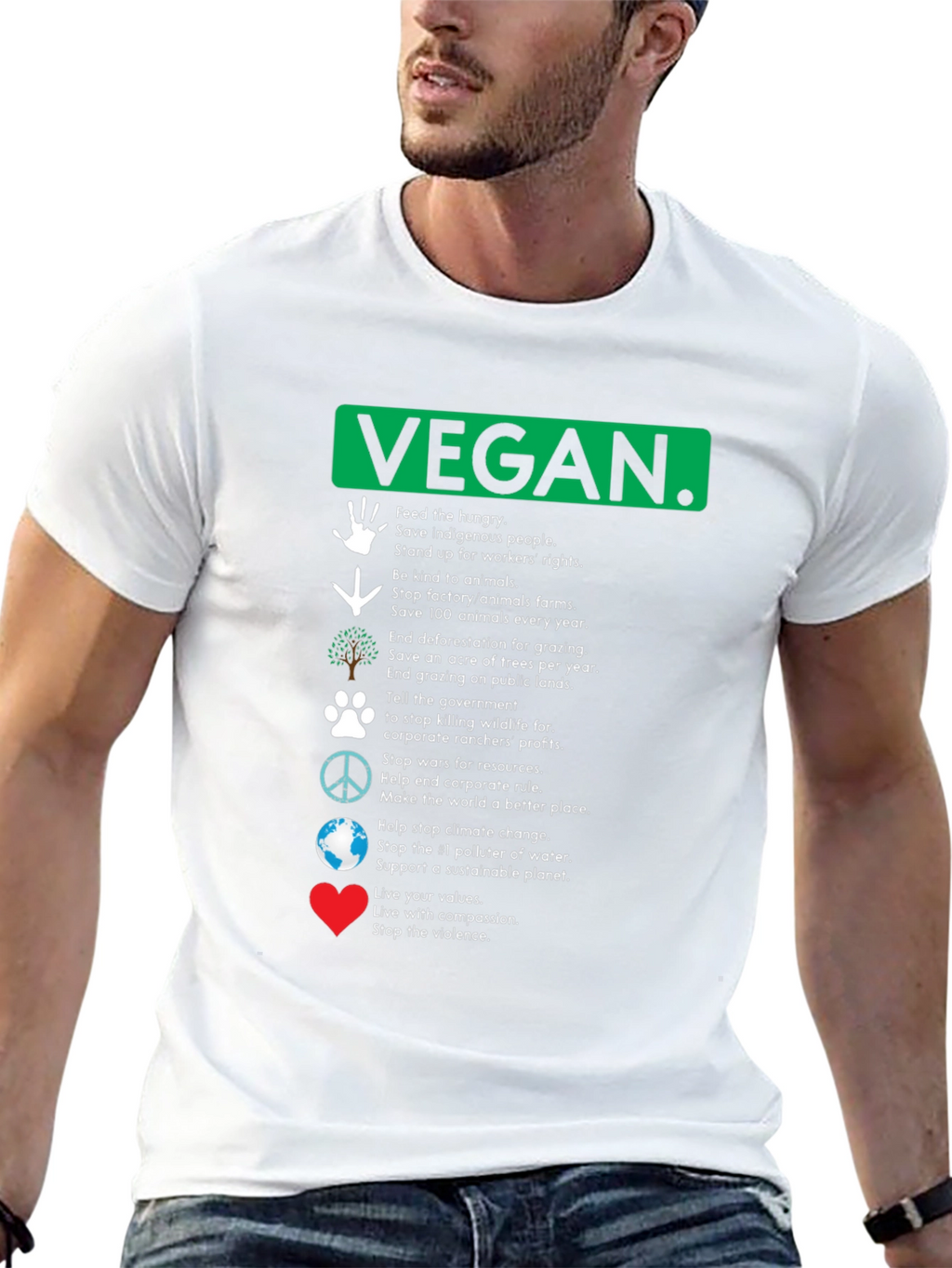 Vegan Values Graphic T-Shirt - Compassion Activism Tee