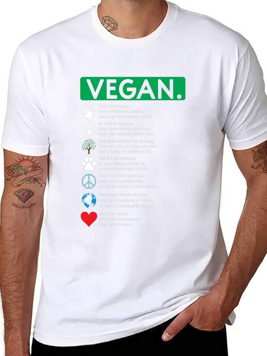 Vegan Values Graphic T-Shirt - Compassion Activism Tee