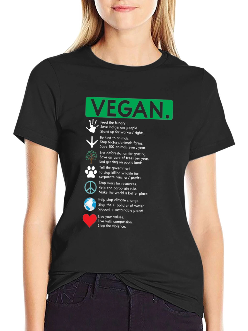 Vegan Values Graphic T-Shirt - Compassion Activism Tee