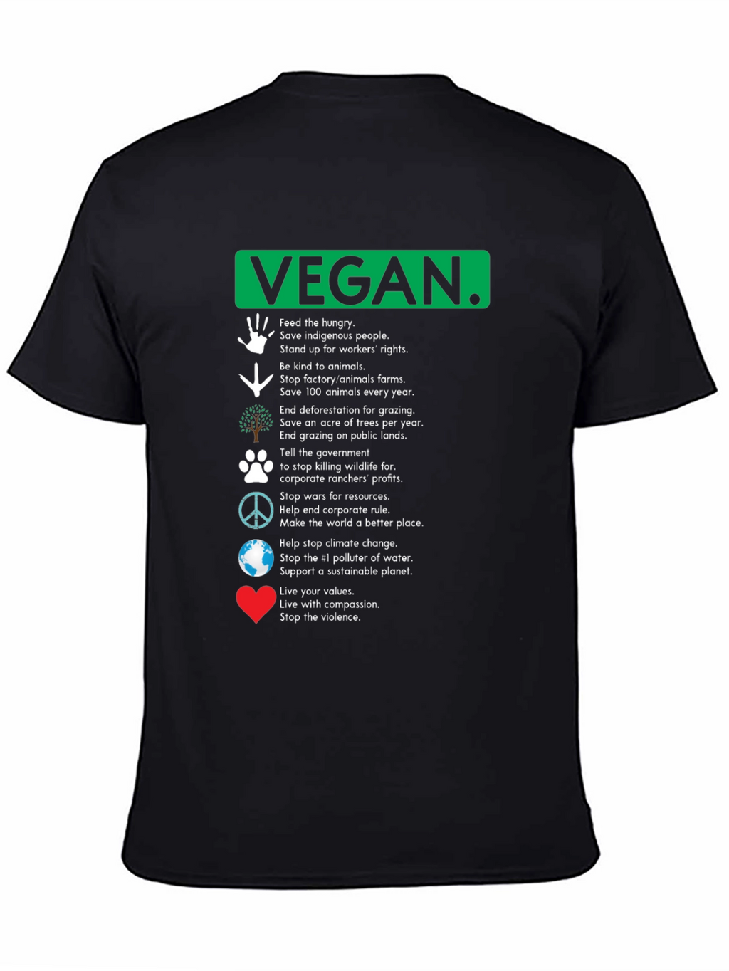 Vegan Values Graphic T-Shirt - Compassion Activism Tee
