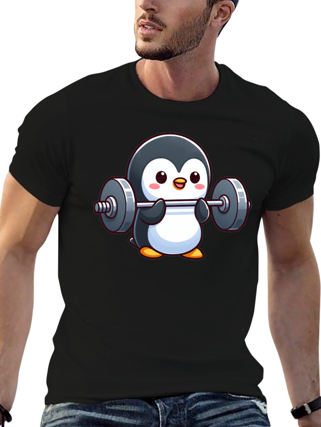 Penguin Powerlifter T-Shirt: Cute Workout Tee