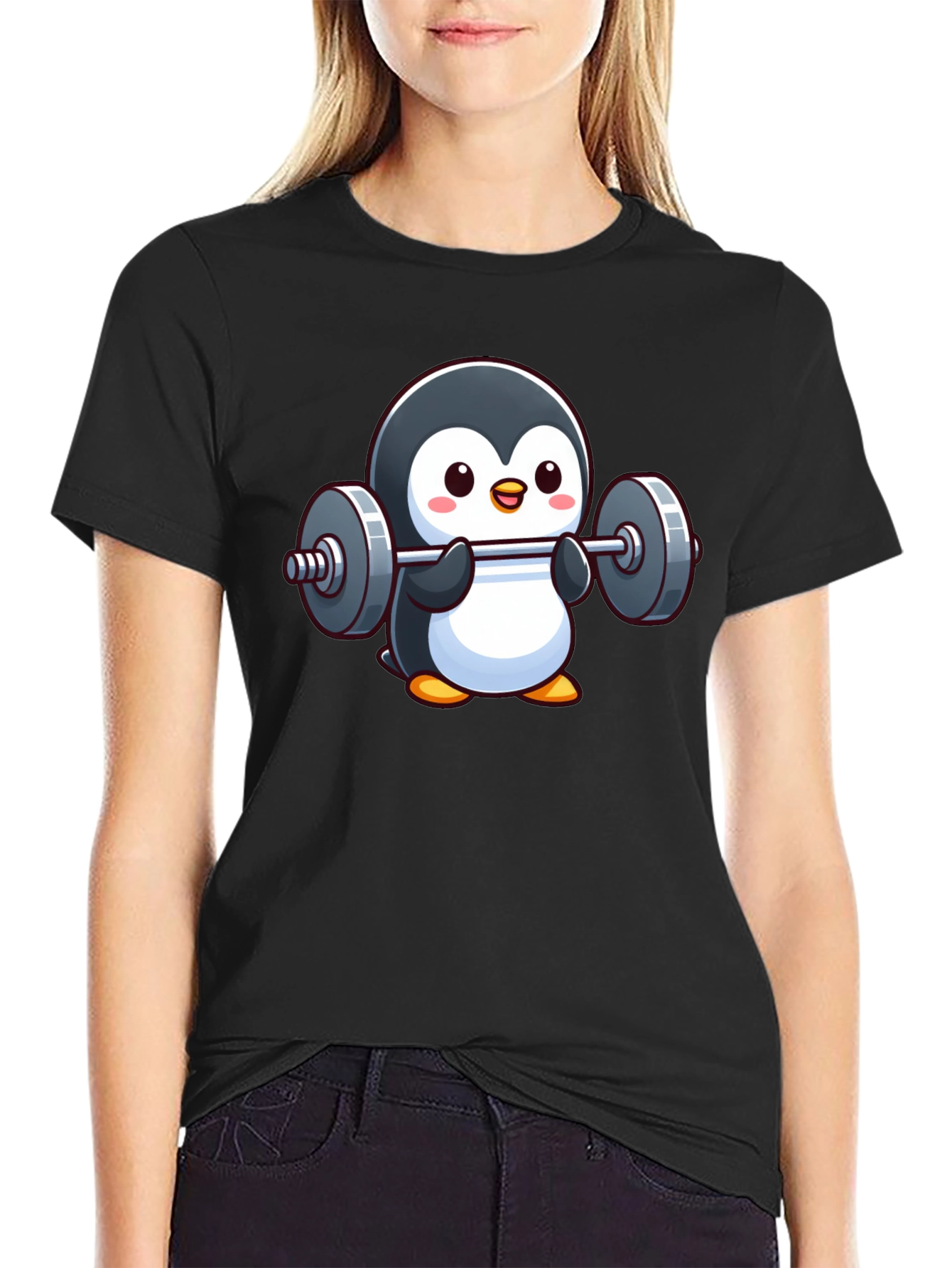 Penguin Powerlifter T-Shirt: Cute Workout Tee