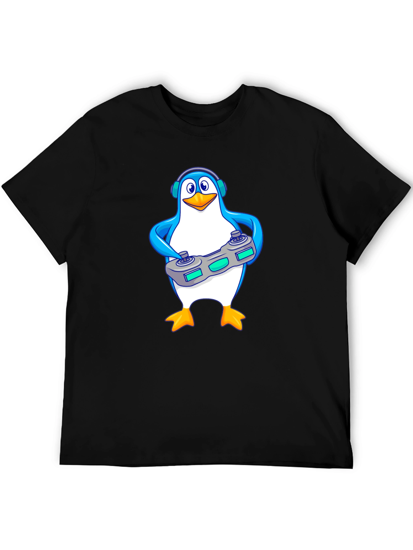 Gamer Penguin Graphic Tee - Black