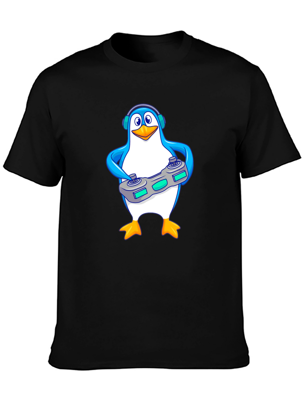 Gamer Penguin Graphic Tee - Black