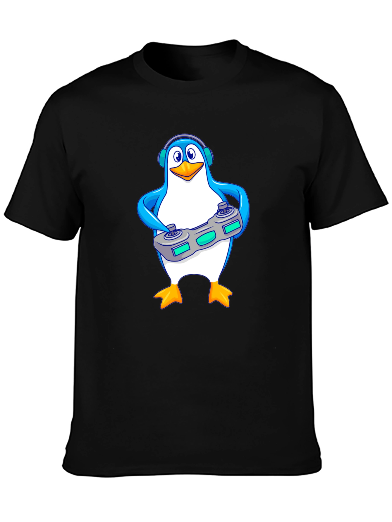 Gamer Penguin Graphic Tee - Black