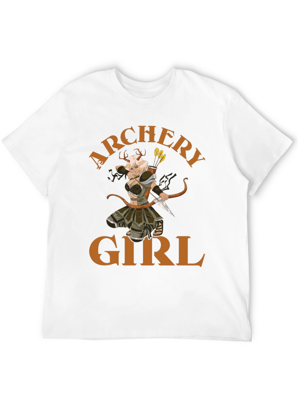 Archery Girl Graphic Tee - Black Cotton T-Shirt
