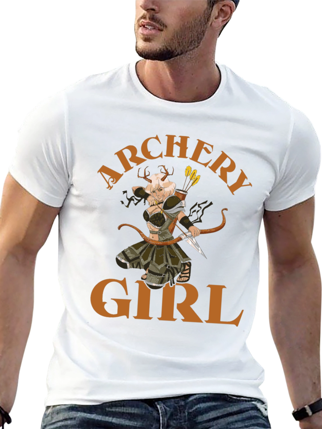 Archery Girl Graphic Tee - Black Cotton T-Shirt