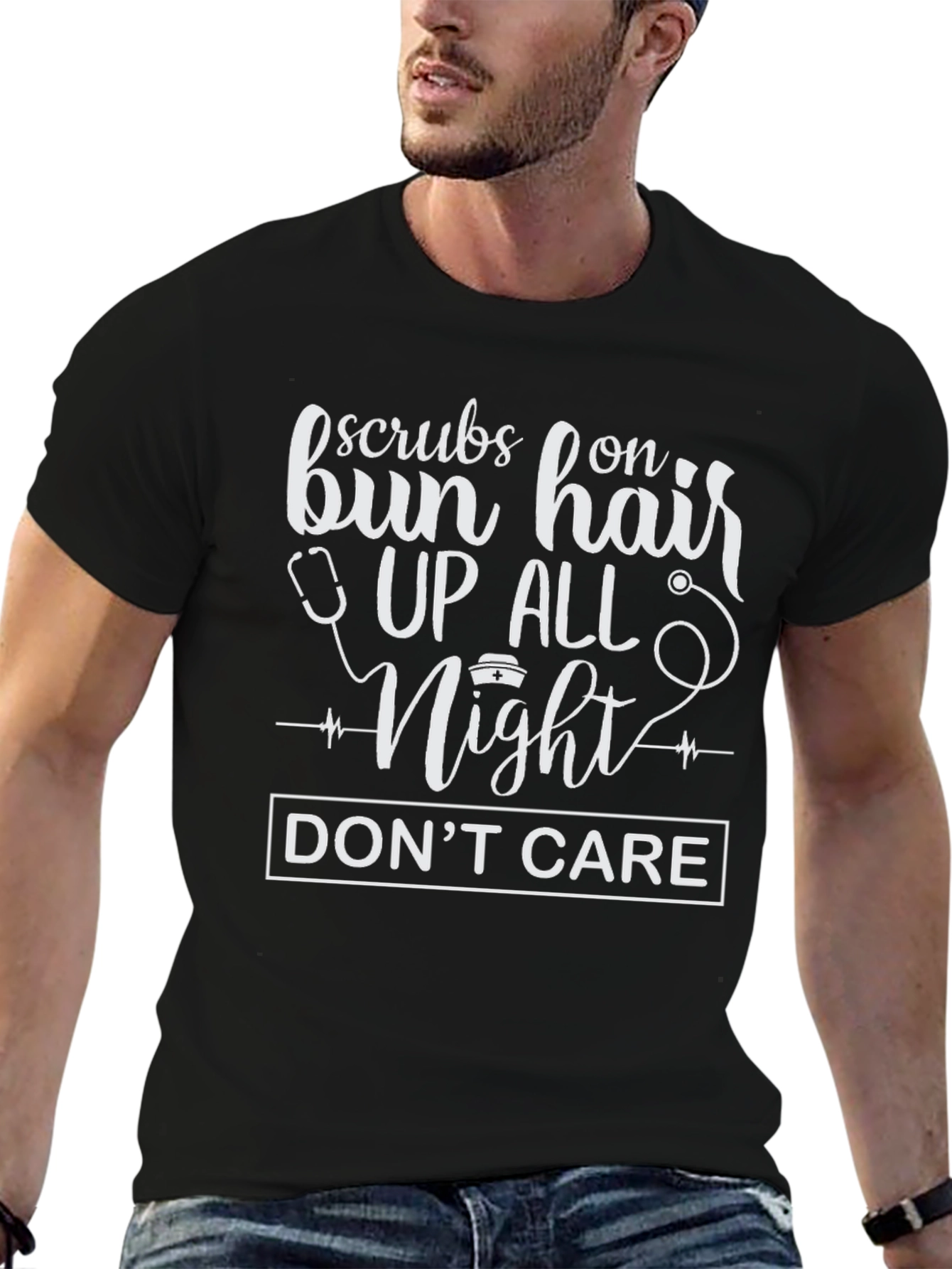 Scrubs On Bun Hair Up All Night Tee