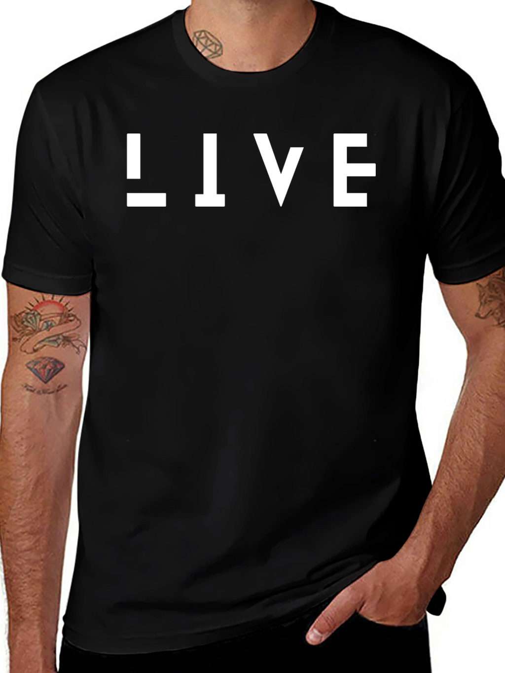 Mens Black LIVE Graphic Tee