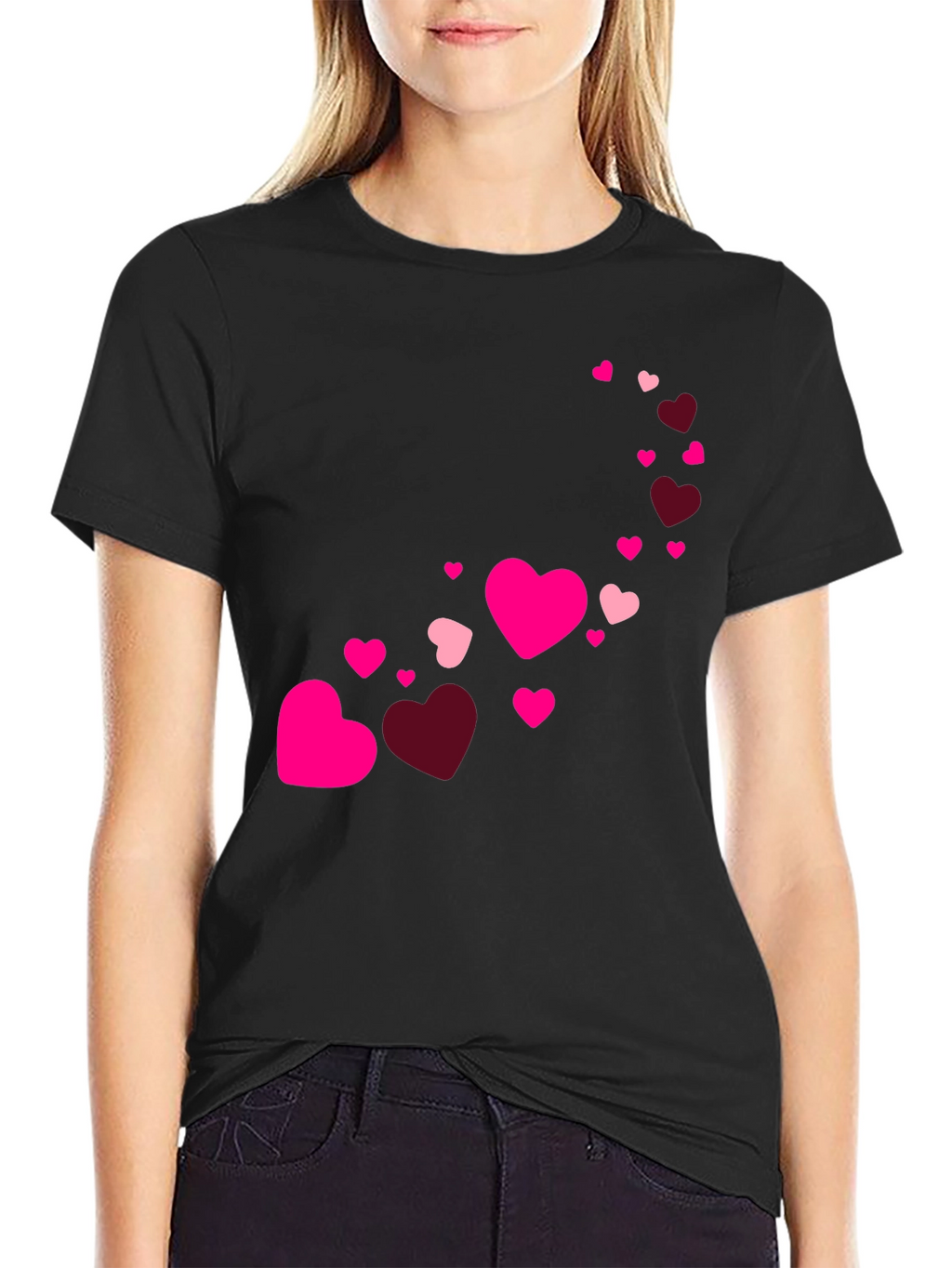 Heart Cascade Mens Black T-Shirt