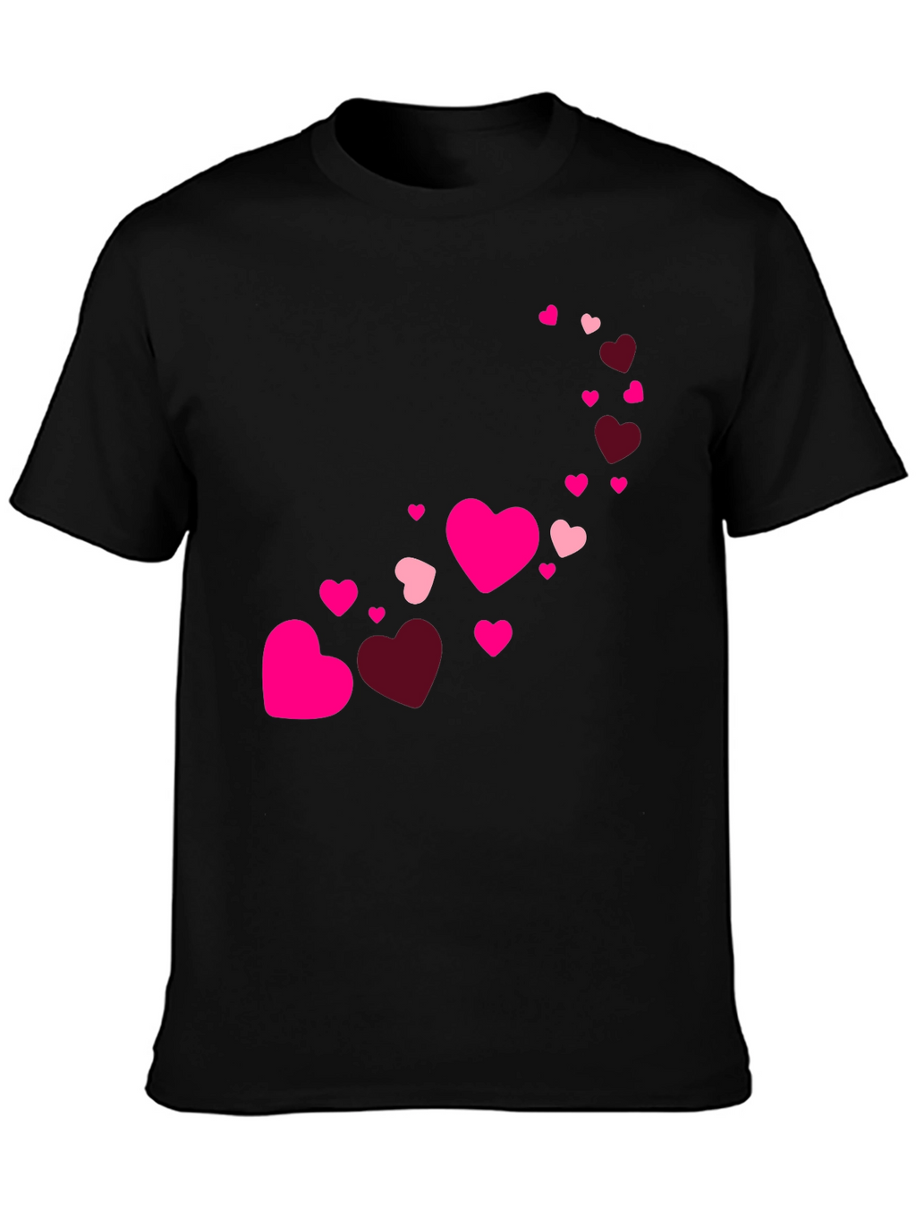 Heart Cascade Mens Black T-Shirt