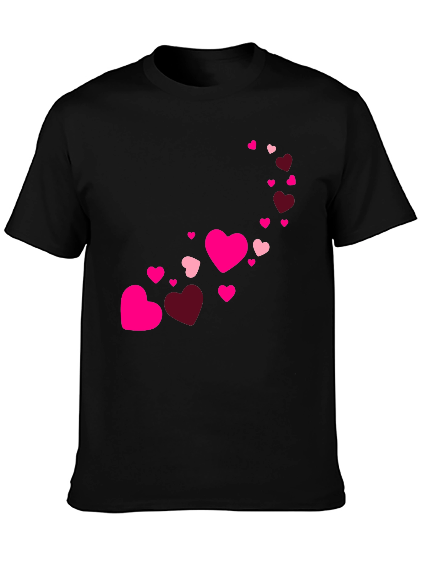 Heart Cascade Mens Black T-Shirt