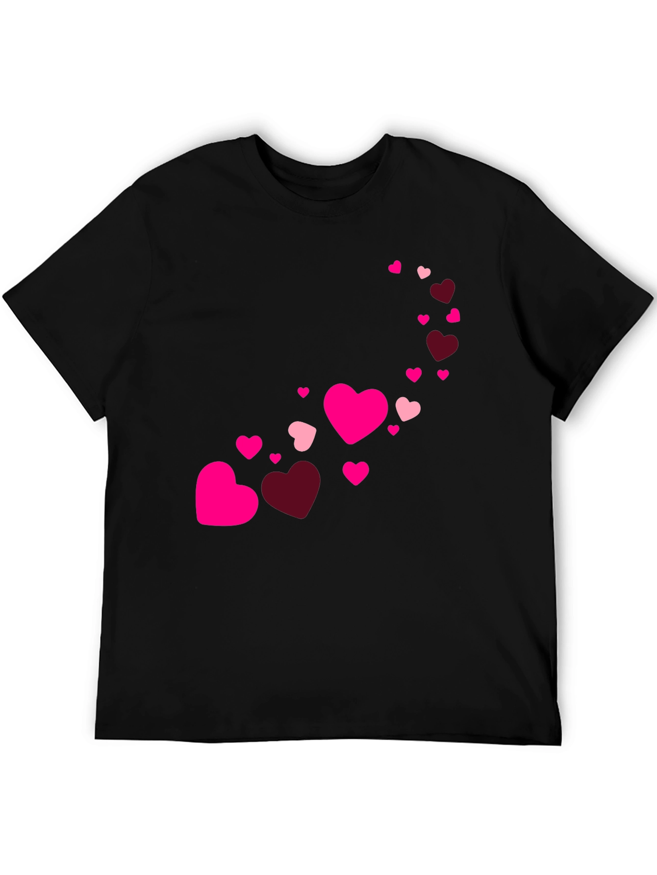 Heart Cascade Mens Black T-Shirt