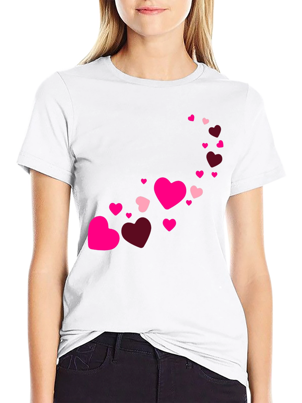Heart Cascade Mens Black T-Shirt