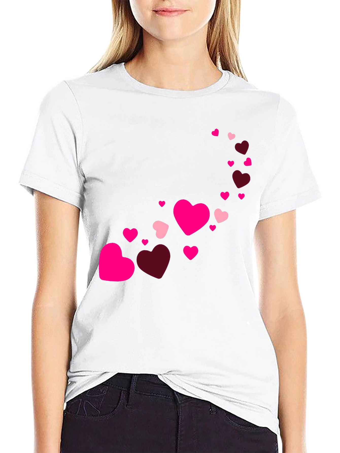 Heart Cascade Mens Black T-Shirt