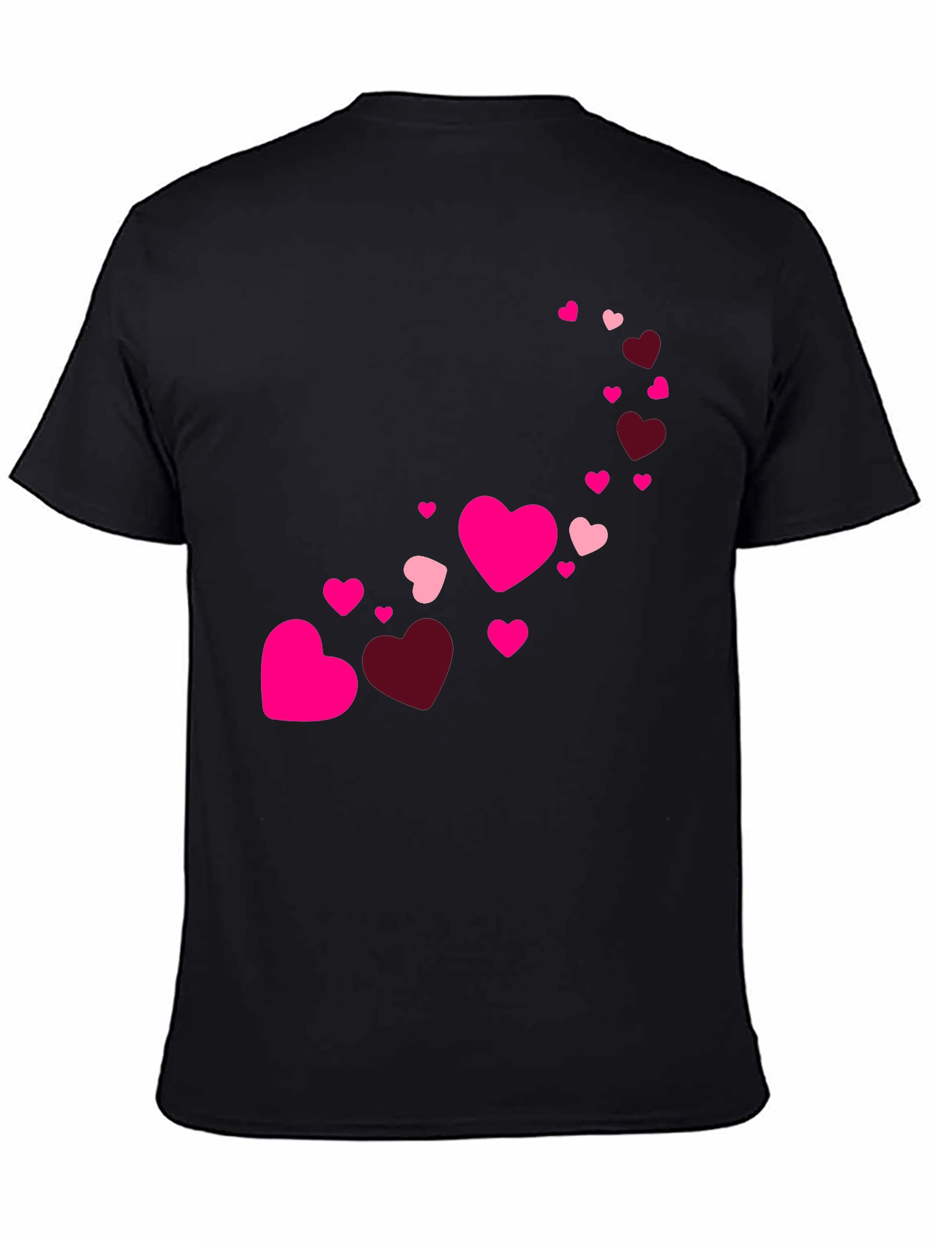 Heart Cascade Mens Black T-Shirt