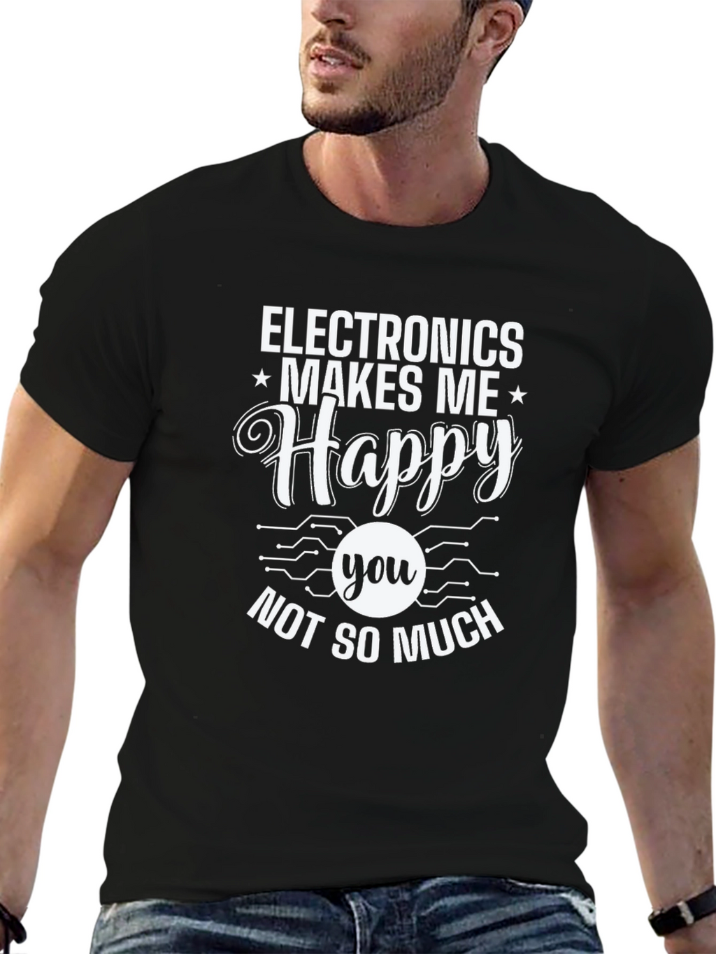 Electronics Makes Me Happy Graphic T-Shirt