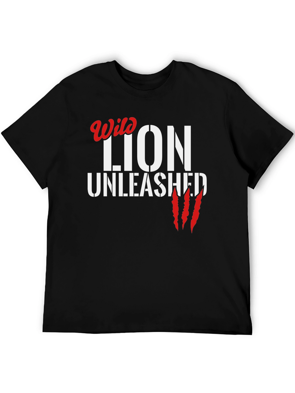 Wild Lion Unleashed Black Graphic T-Shirt