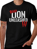 Wild Lion Unleashed Black Graphic T-Shirt