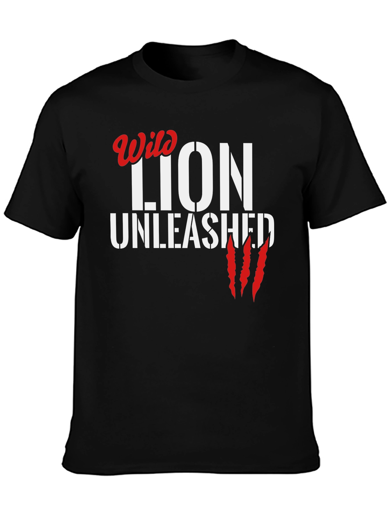 Wild Lion Unleashed Black Graphic T-Shirt