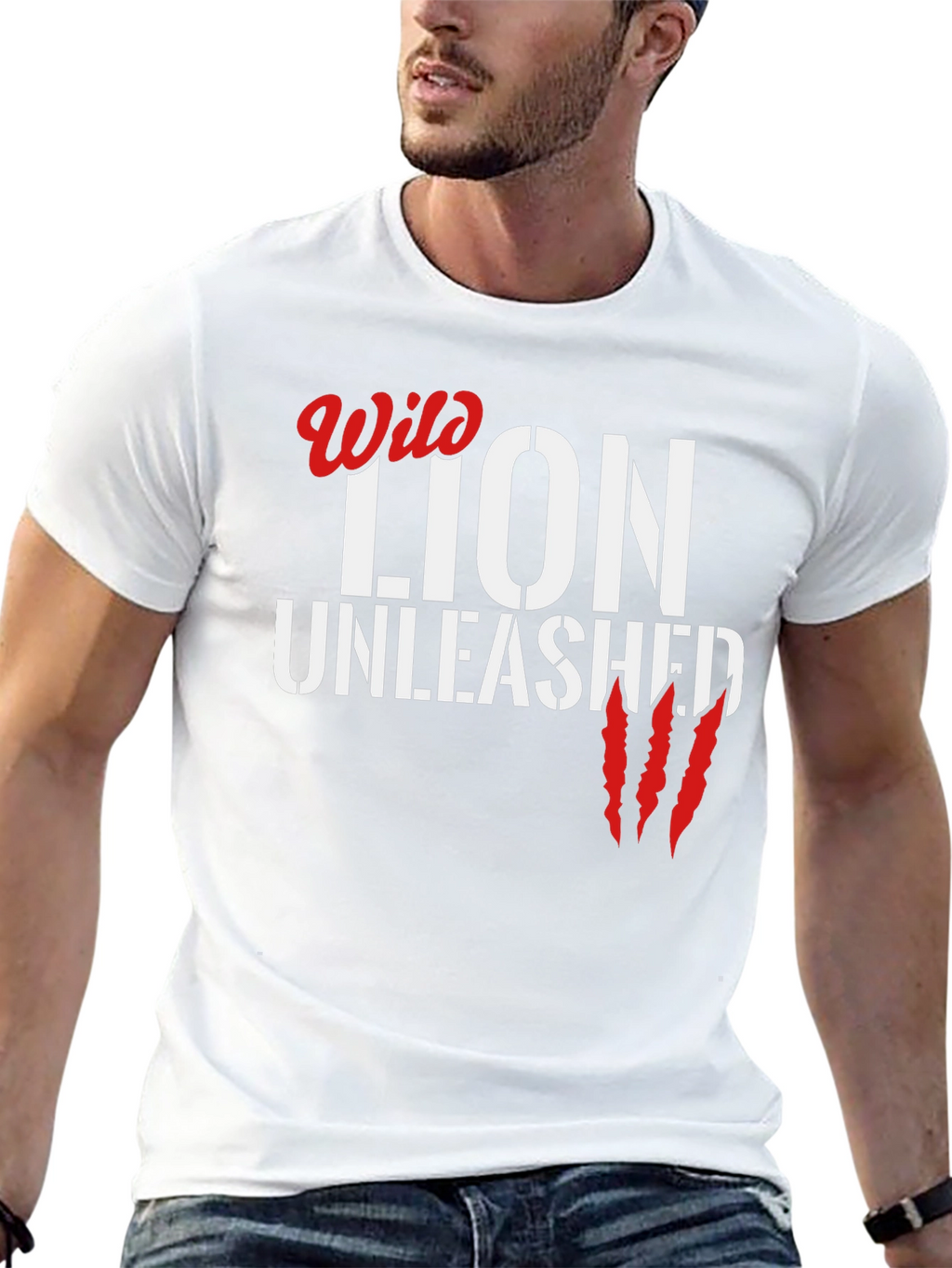 Wild Lion Unleashed Black Graphic T-Shirt