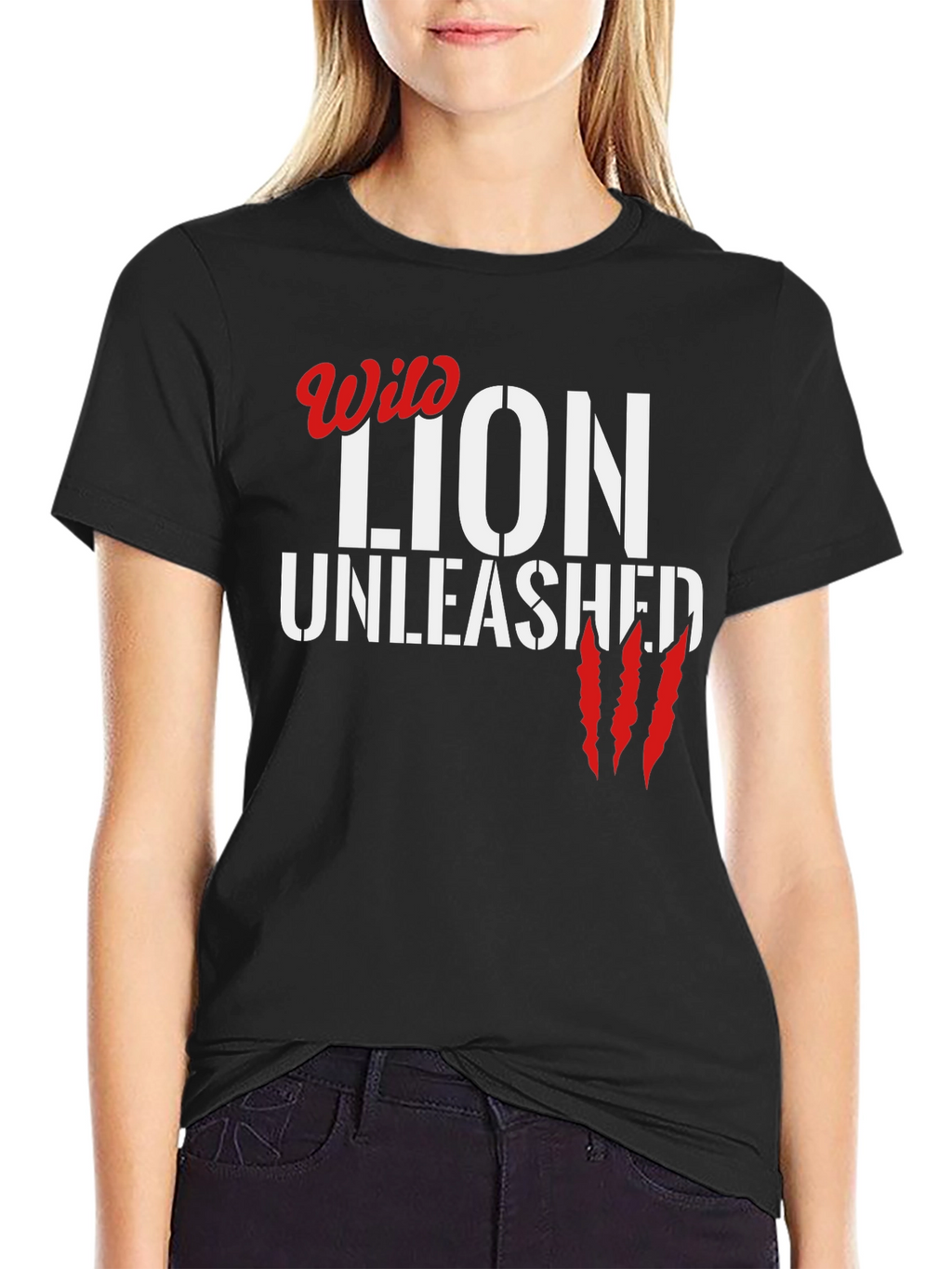 Wild Lion Unleashed Black Graphic T-Shirt