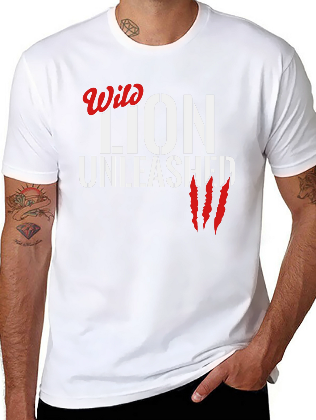 Wild Lion Unleashed Black Graphic T-Shirt