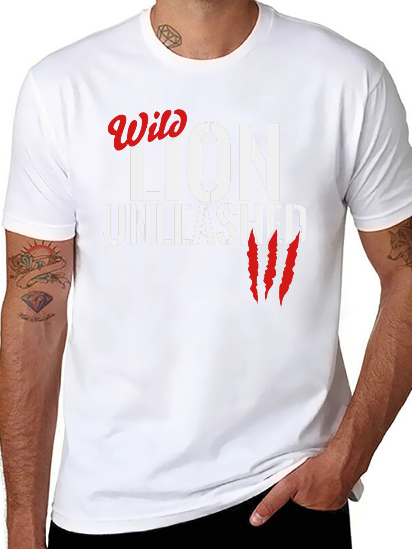 Wild Lion Unleashed Black Graphic T-Shirt