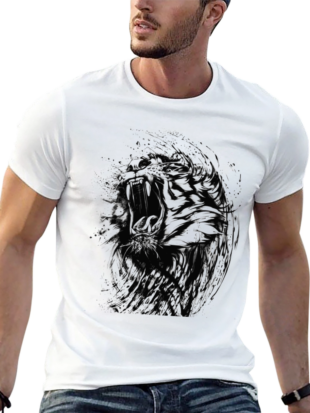 Abstract Tiger Graphic T-Shirt