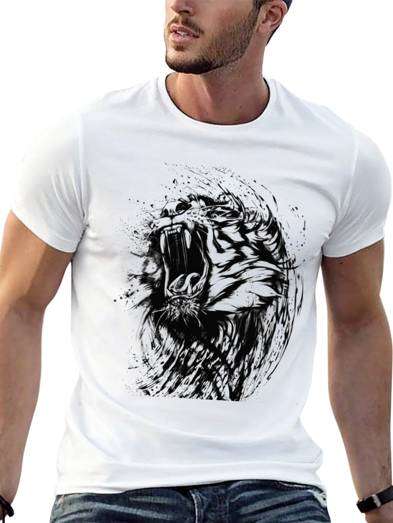 Abstract Tiger Graphic T-Shirt