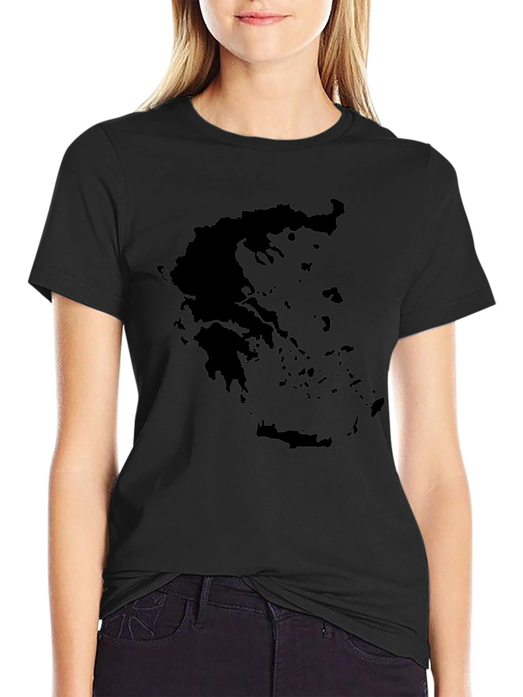 Greece Map Silhouette Black Graphic Tee