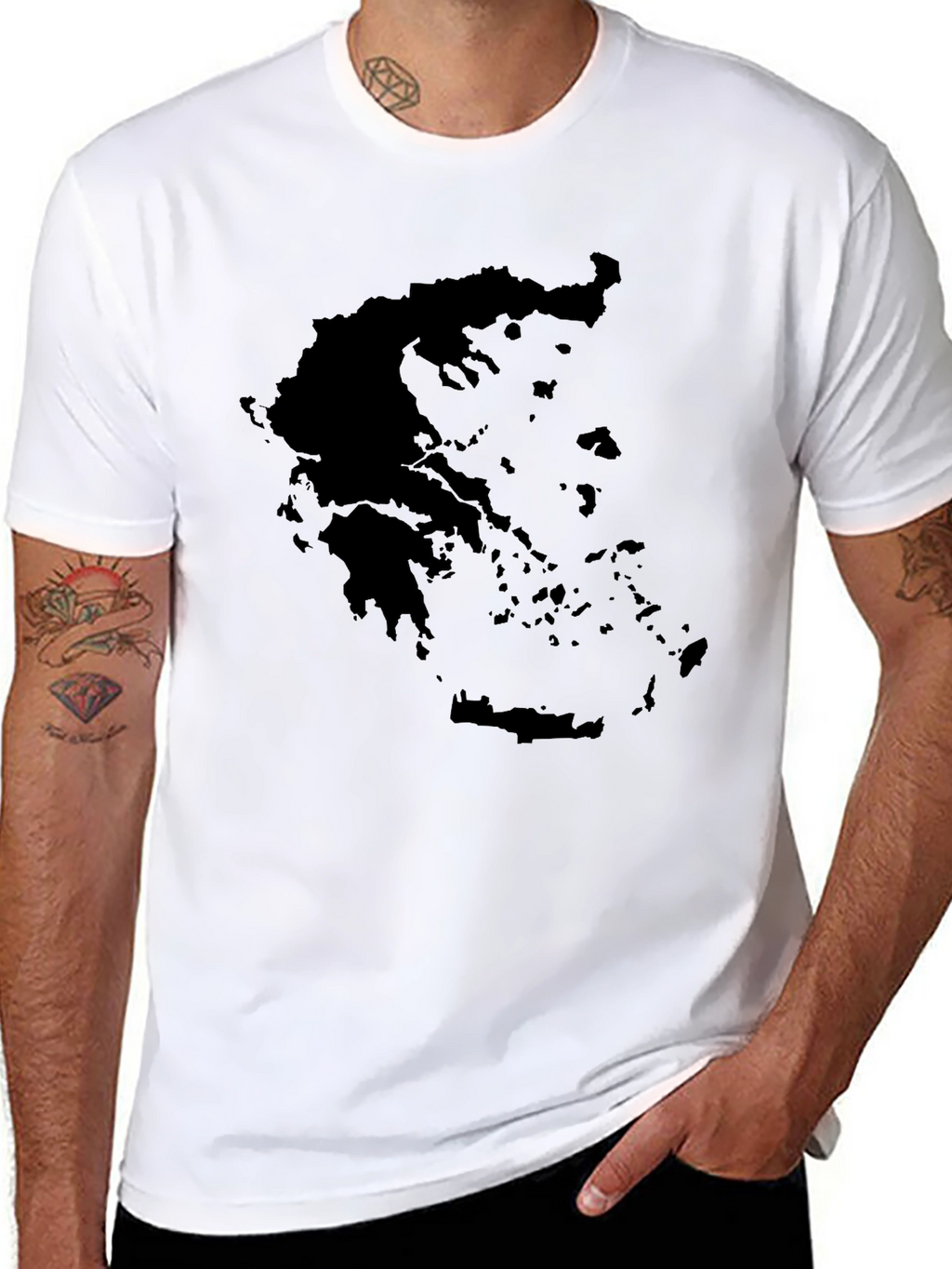 Greece Map Silhouette Black Graphic Tee