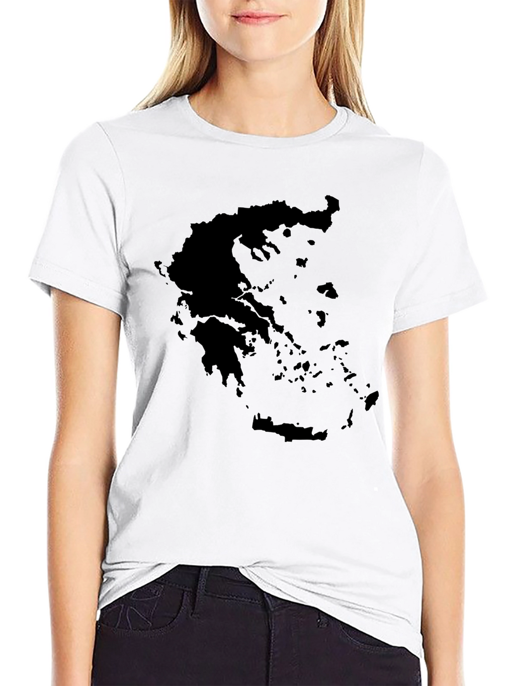 Greece Map Silhouette Black Graphic Tee