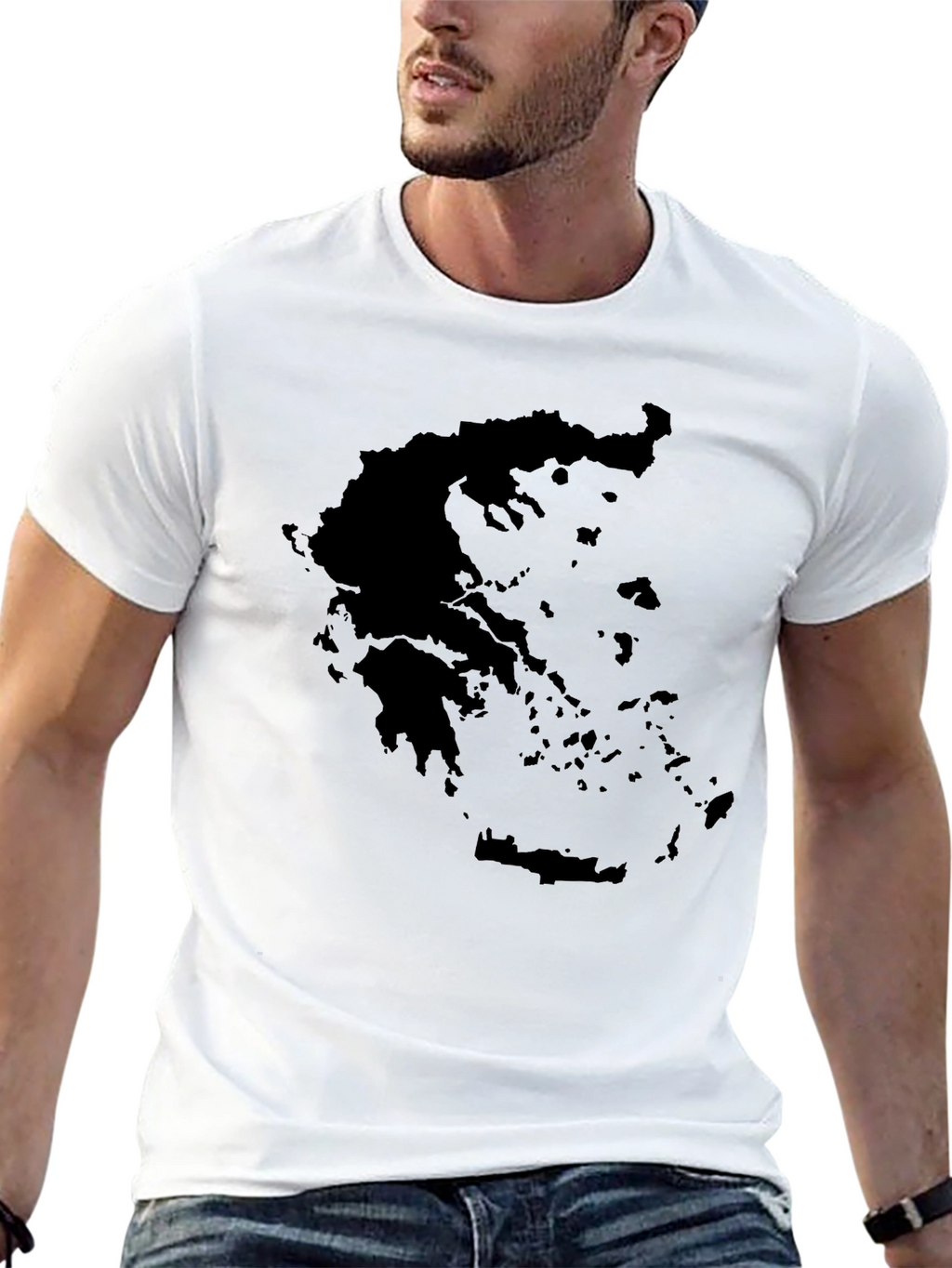 Greece Map Silhouette Black Graphic Tee