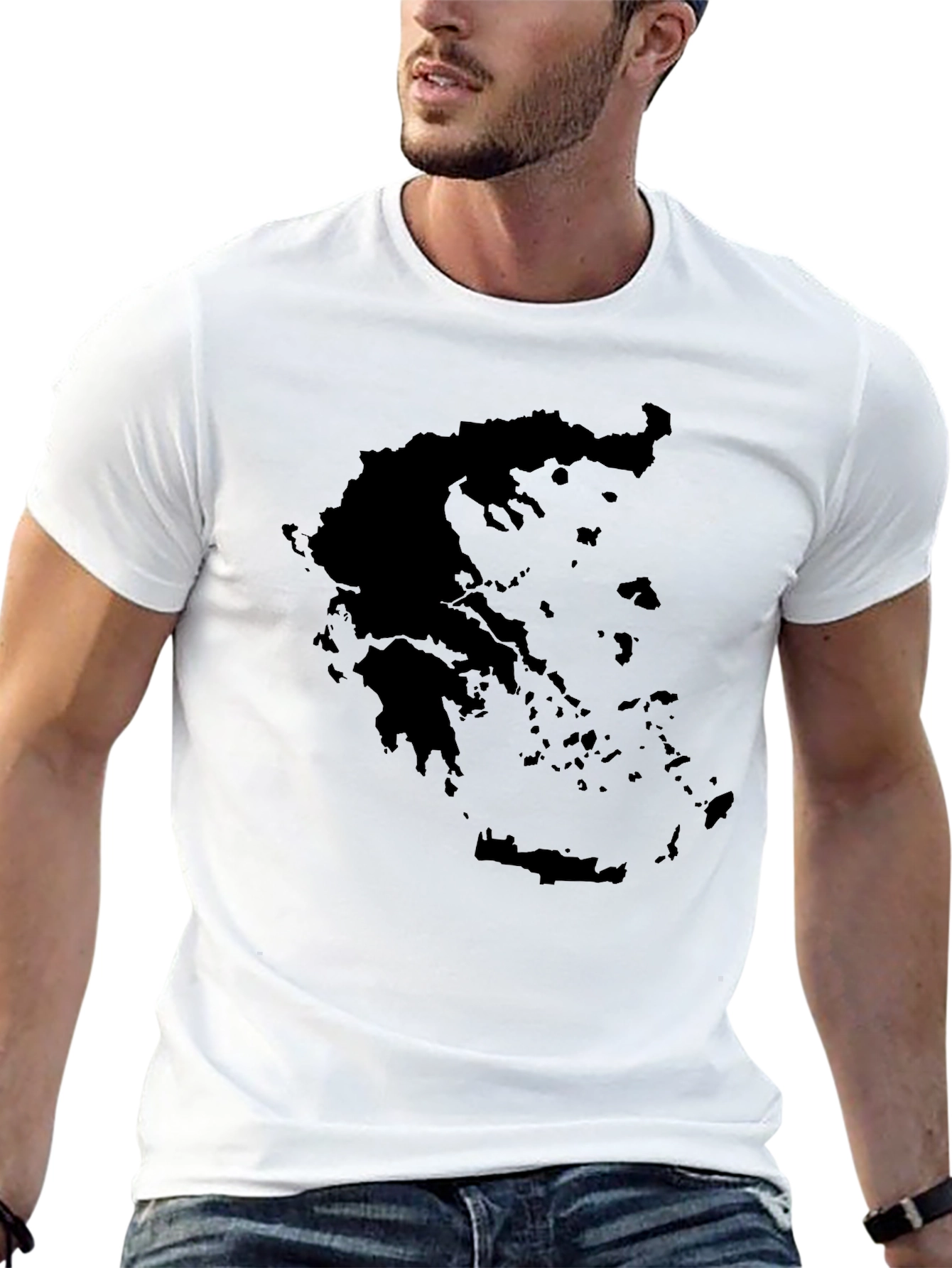 Greece Map Silhouette Black Graphic Tee