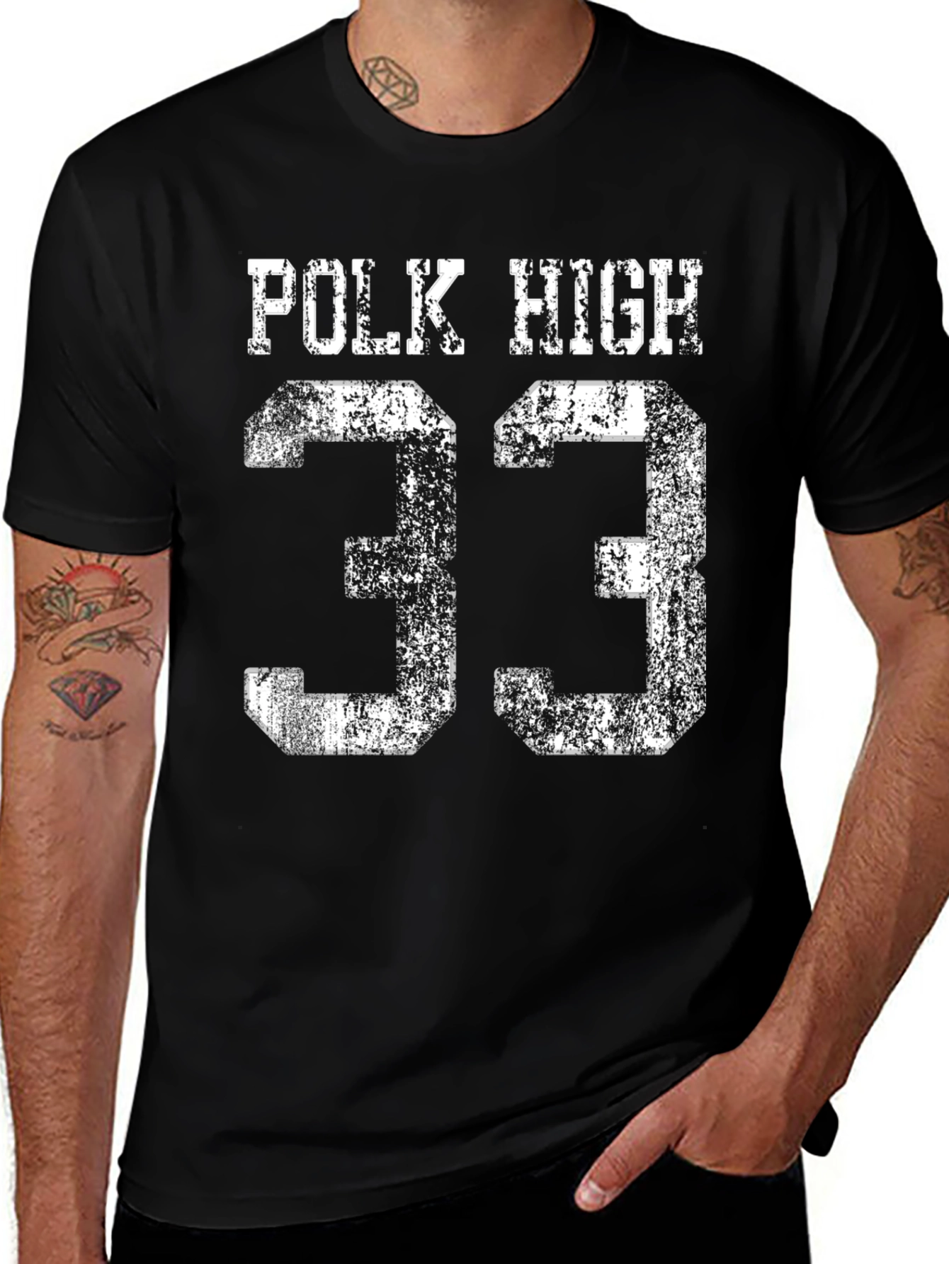 Polk High 33 T-Shirt - Distressed Graphic Tee