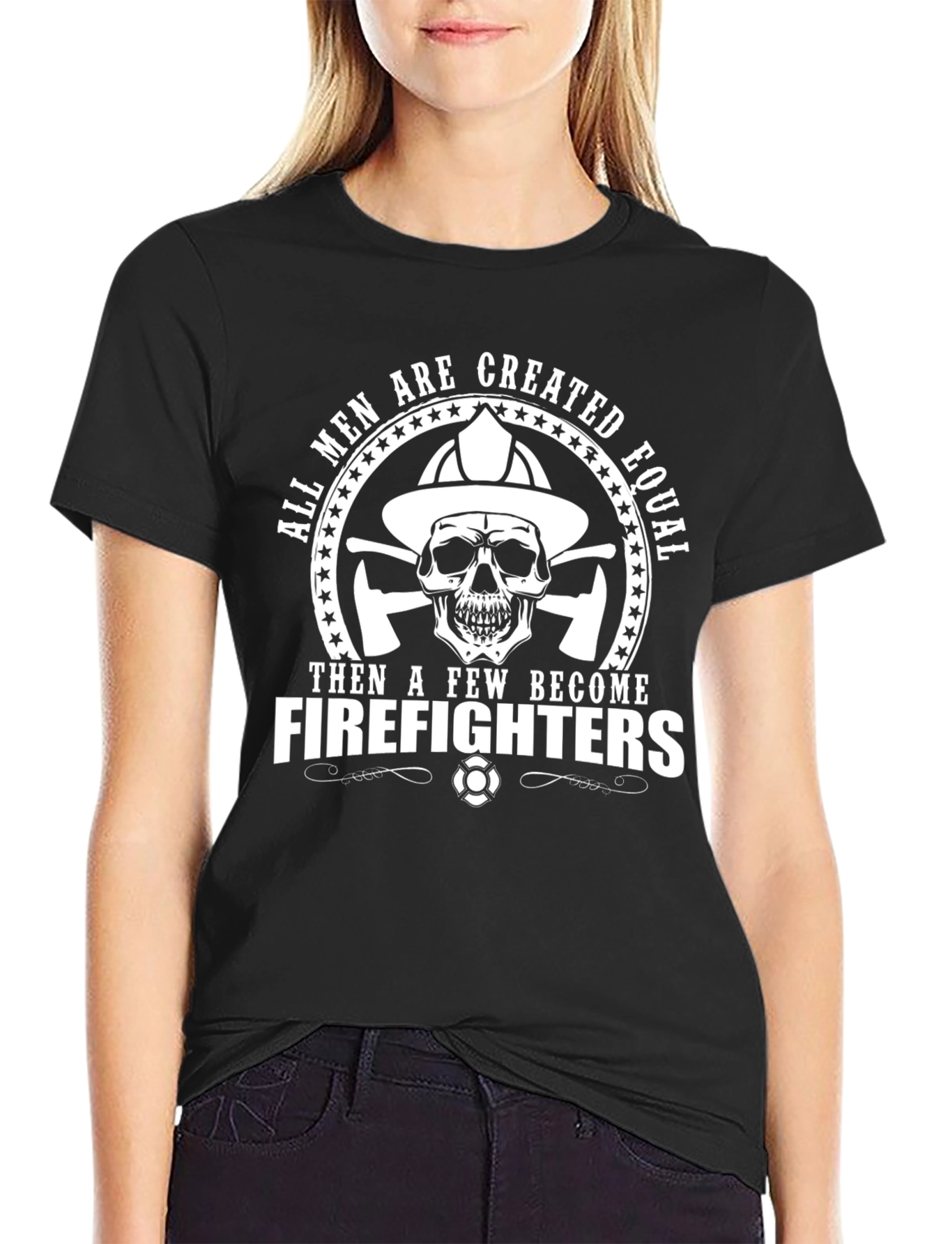Firefighter Skull T-Shirt - All Men Created Equal Graphic Tee