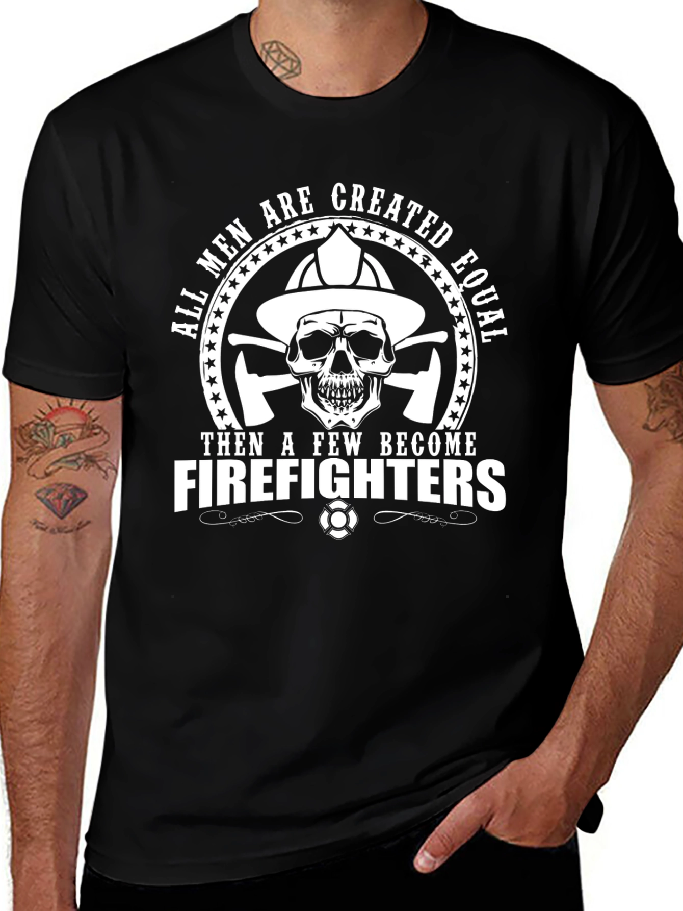 Firefighter Skull T-Shirt - All Men Created Equal Graphic Tee