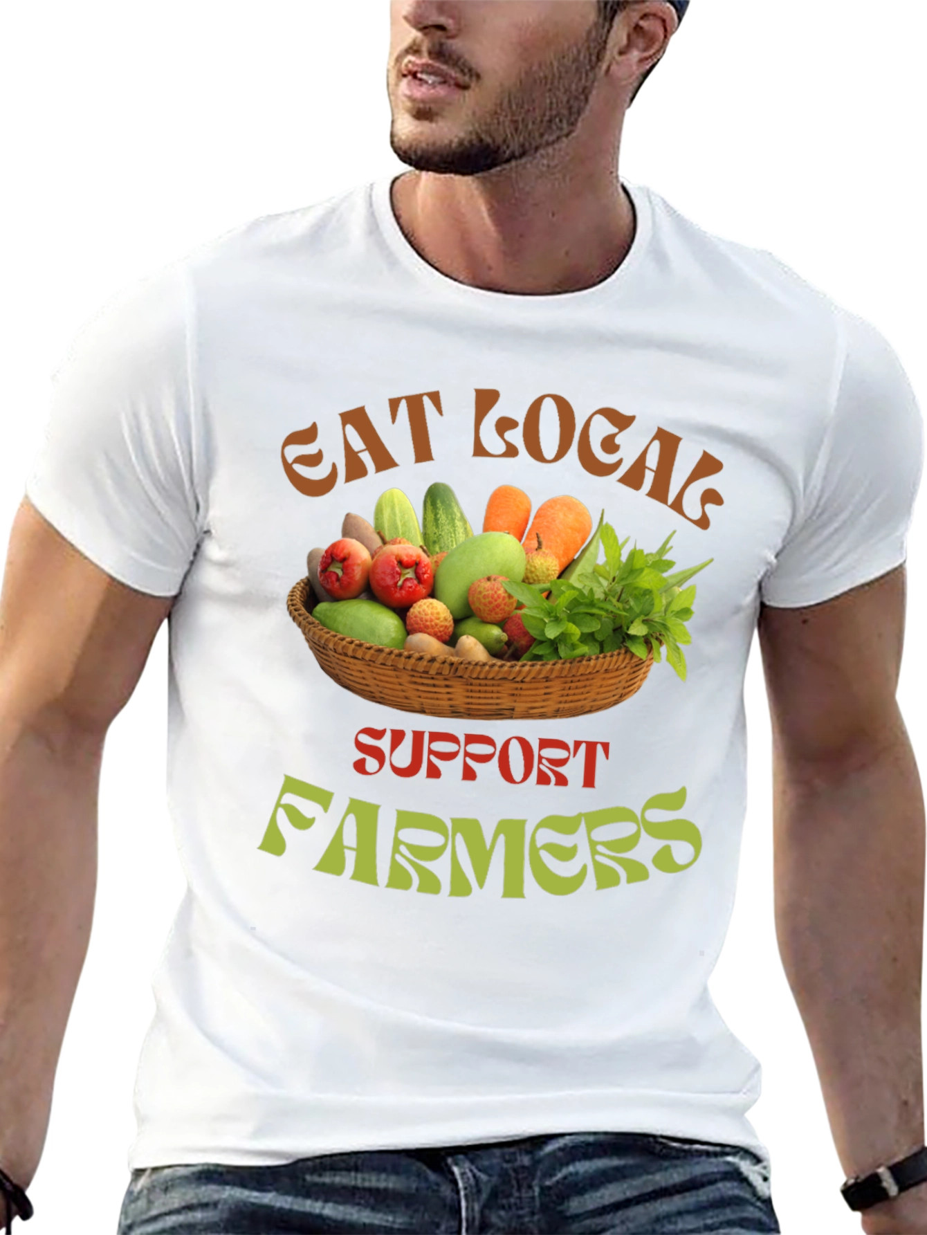 Eat Local Support Farmers Graphic T-Shirt