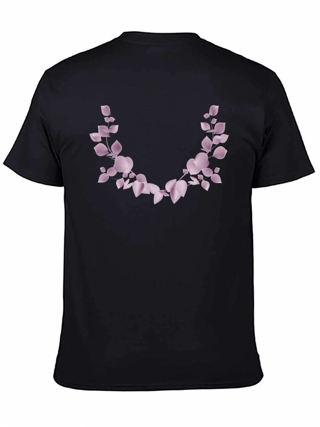 Mens Black T-Shirt with Floral Leaf Design