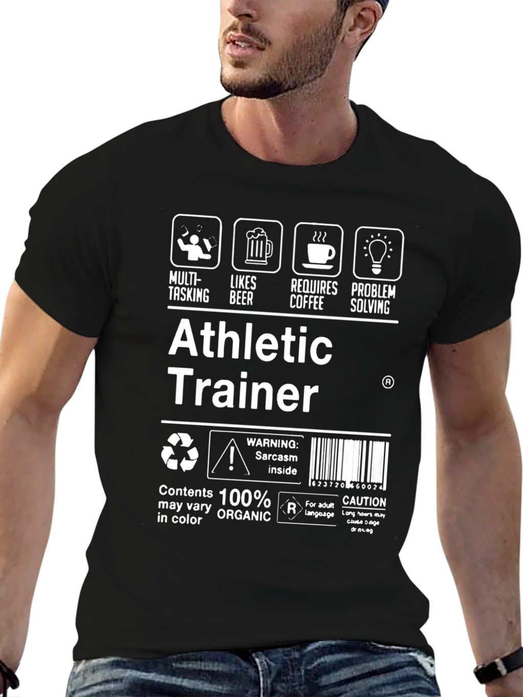 Athletic Trainer T-Shirt: Multi-Tasking Coffee Beer Problem Solving