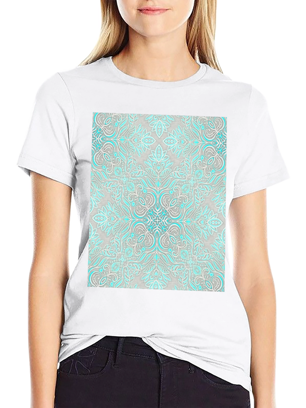 Patterned Graphic Tee - Black Casual Shirt
