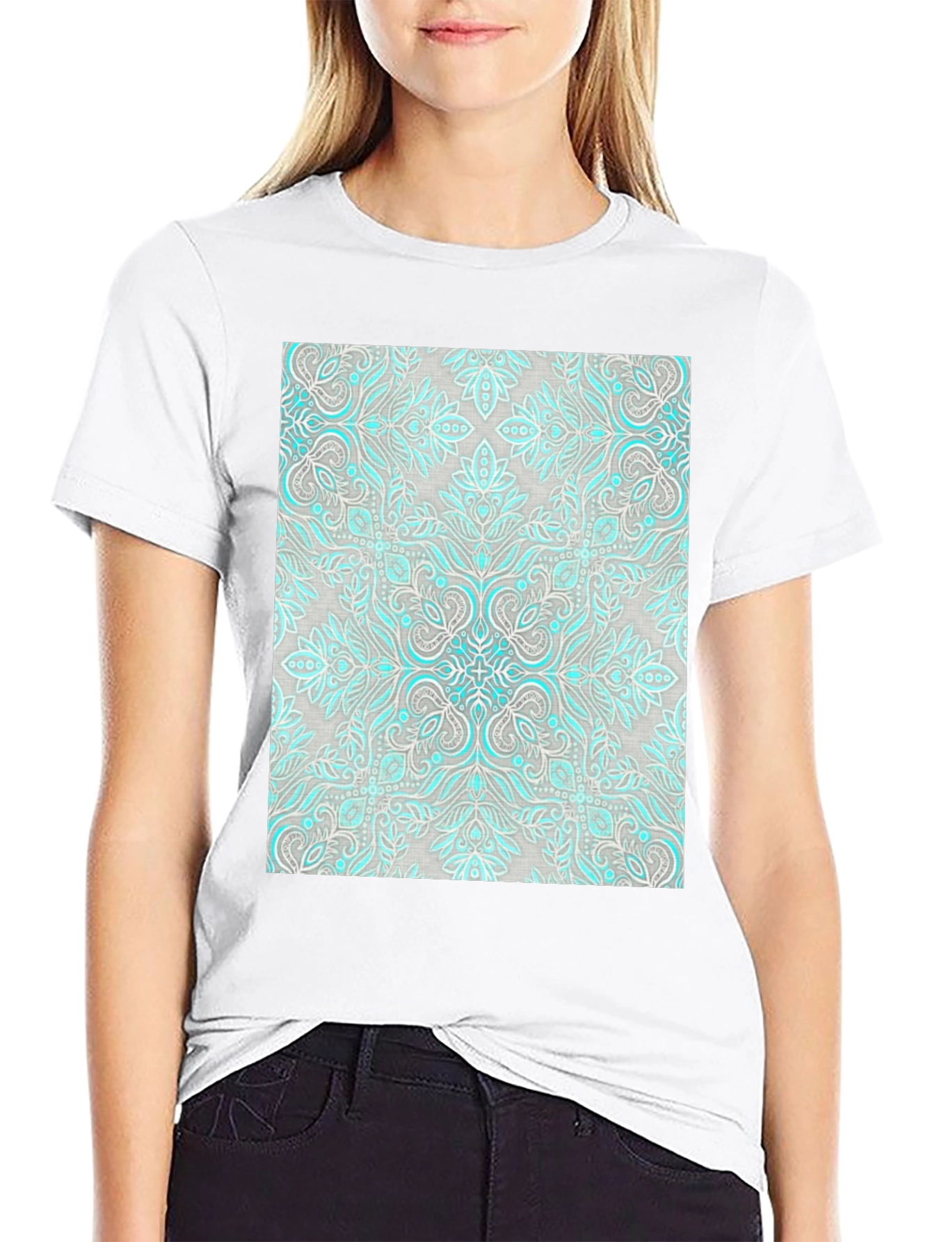 Patterned Graphic Tee - Black Casual Shirt