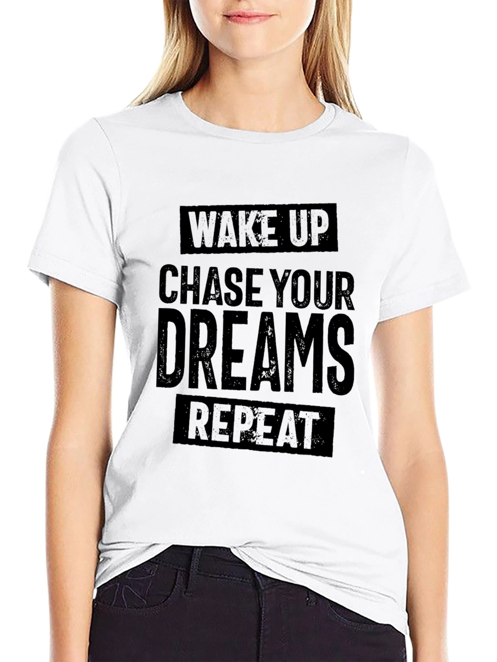 Wake Up Chase Your Dreams Repeat - Black T-Shirt