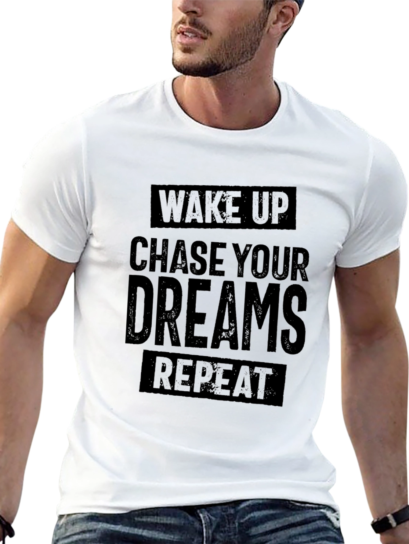 Wake Up Chase Your Dreams Repeat - Black T-Shirt